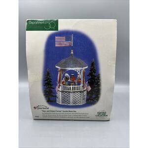Dept 56 “Stars And Stripes Forever” Music Box Gazebo 4th Of July 55502 Works
